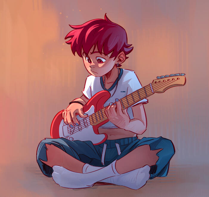 Nico playing guitar (Original Character)